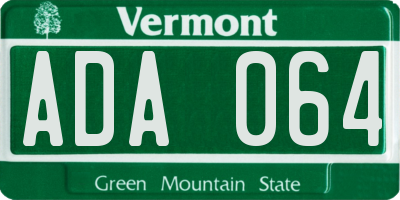 VT license plate ADA064