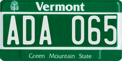 VT license plate ADA065