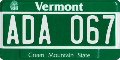 VT license plate ADA067