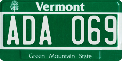 VT license plate ADA069