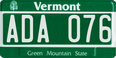 VT license plate ADA076
