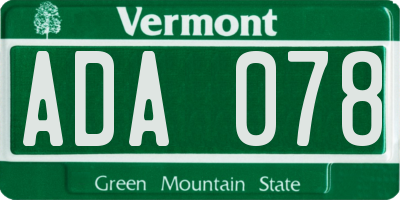 VT license plate ADA078