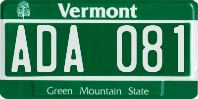 VT license plate ADA081