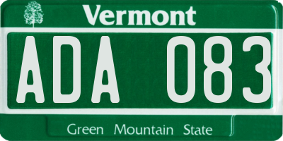 VT license plate ADA083