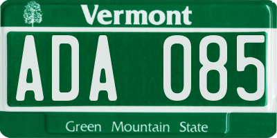 VT license plate ADA085