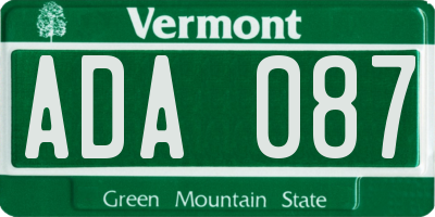 VT license plate ADA087