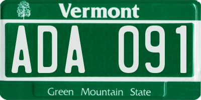 VT license plate ADA091