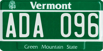 VT license plate ADA096