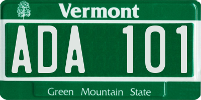 VT license plate ADA101