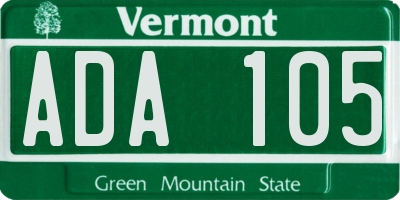 VT license plate ADA105