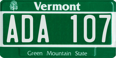 VT license plate ADA107