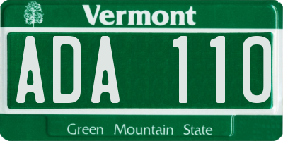 VT license plate ADA110