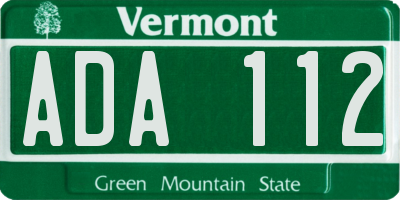 VT license plate ADA112