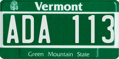 VT license plate ADA113