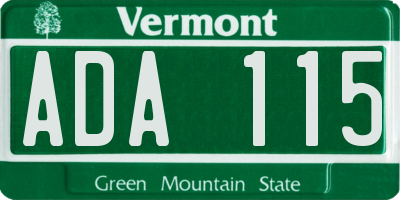 VT license plate ADA115