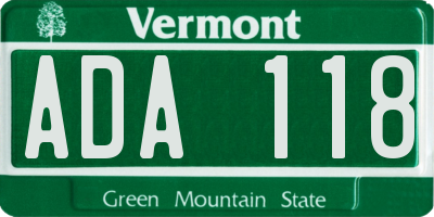 VT license plate ADA118