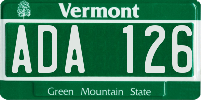 VT license plate ADA126