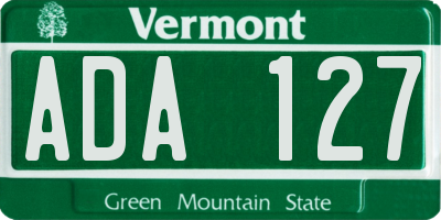 VT license plate ADA127