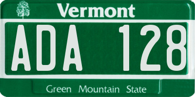 VT license plate ADA128