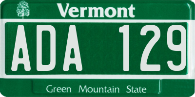 VT license plate ADA129