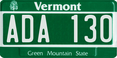 VT license plate ADA130