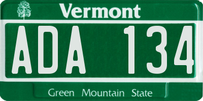 VT license plate ADA134