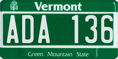 VT license plate ADA136