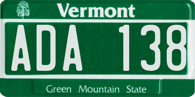 VT license plate ADA138