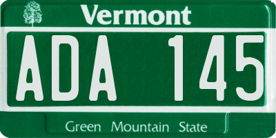 VT license plate ADA145