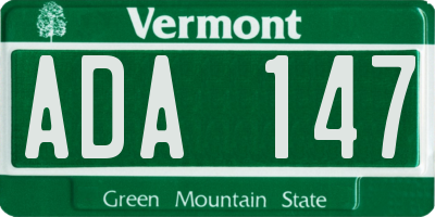 VT license plate ADA147