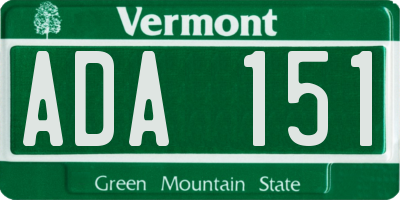 VT license plate ADA151