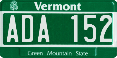 VT license plate ADA152