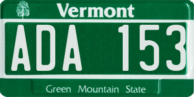 VT license plate ADA153