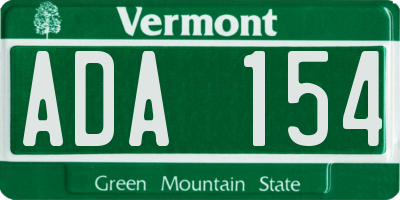 VT license plate ADA154