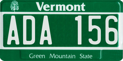 VT license plate ADA156