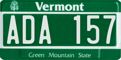 VT license plate ADA157