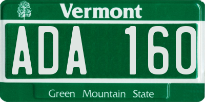 VT license plate ADA160