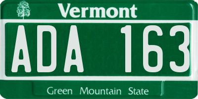 VT license plate ADA163