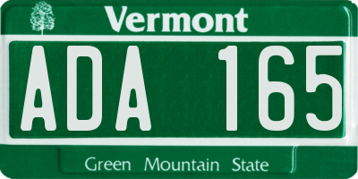 VT license plate ADA165