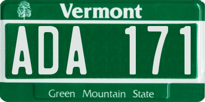 VT license plate ADA171