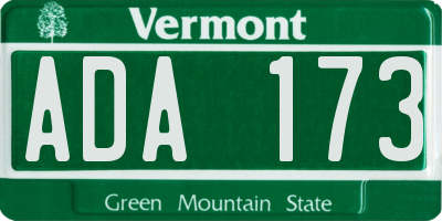 VT license plate ADA173