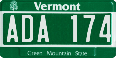 VT license plate ADA174