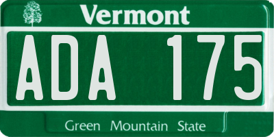 VT license plate ADA175