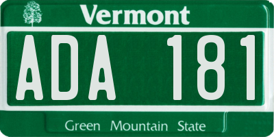 VT license plate ADA181