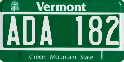 VT license plate ADA182