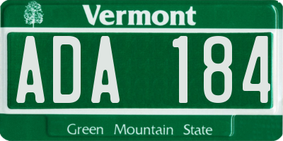 VT license plate ADA184