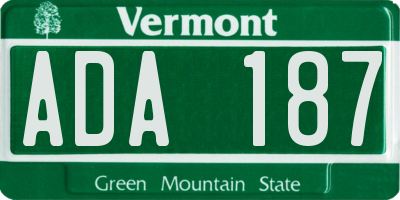 VT license plate ADA187