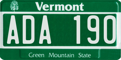 VT license plate ADA190