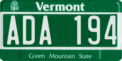 VT license plate ADA194
