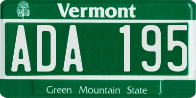 VT license plate ADA195